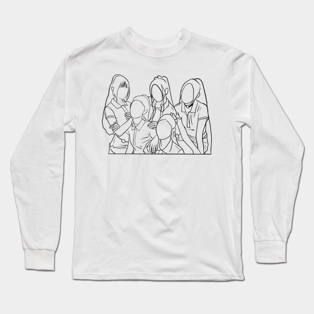 KPOP FANART | LINE ART TIE DYE version Long Sleeve T-Shirt by artbynadia___